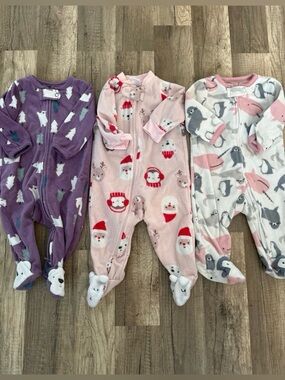 Set of 3 Fleece Pajamas - Carter's onesies - 3 months